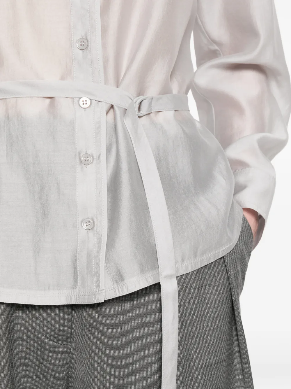 Low Classic Shirt met gestrikte taille Grijs