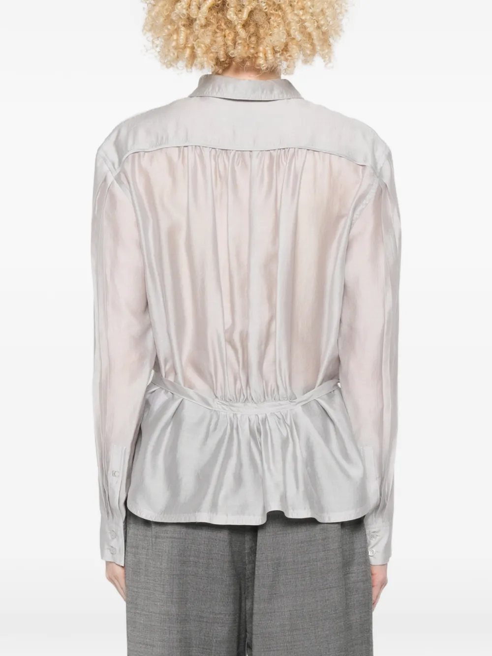 Low Classic Shirt met gestrikte taille Grijs
