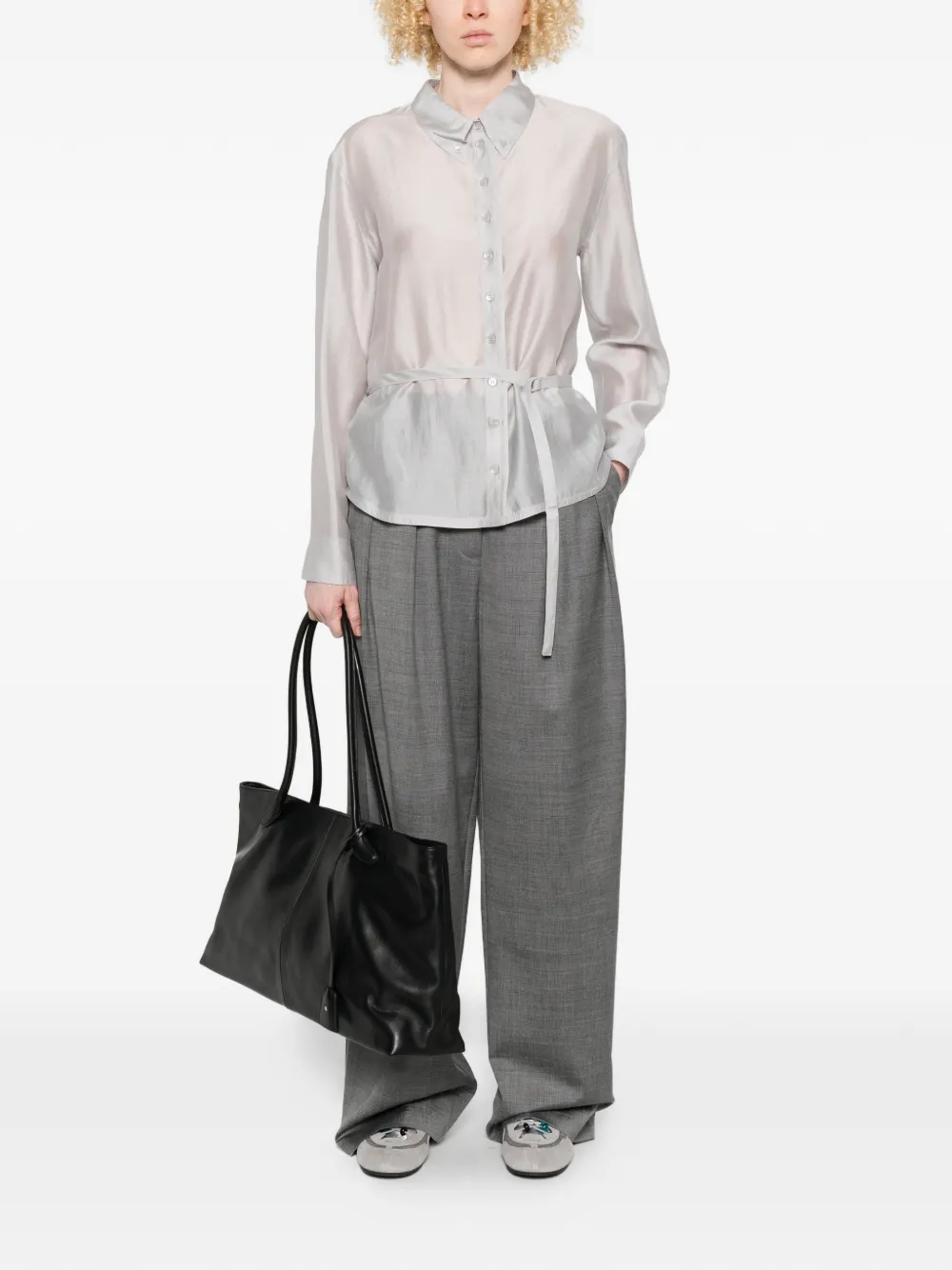 Low Classic Shirt met gestrikte taille Grijs