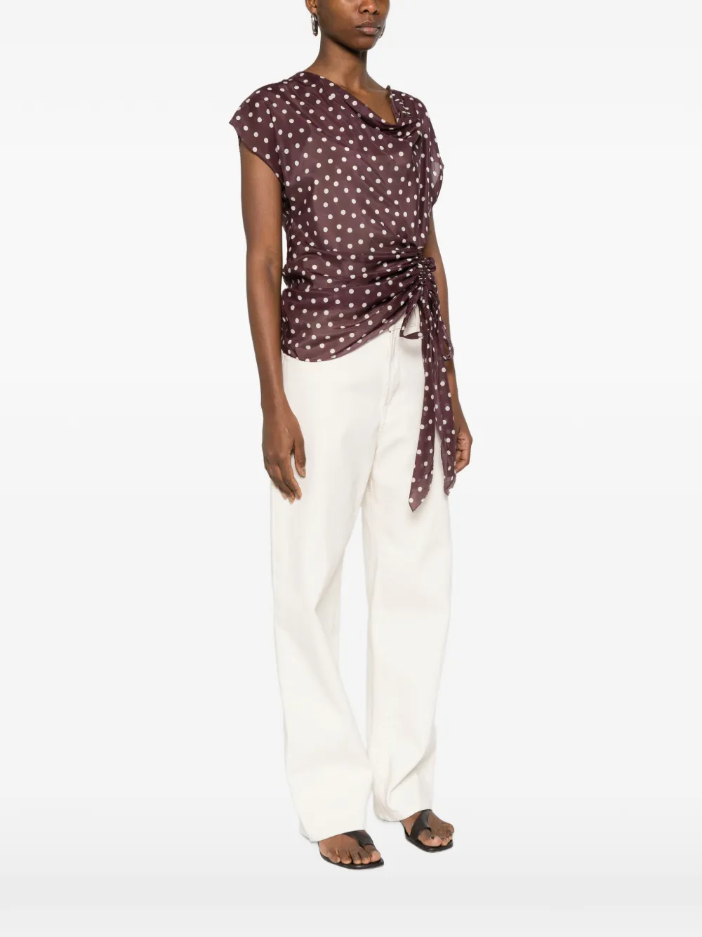  Psophia Polka-dot Draped Top - Purple 