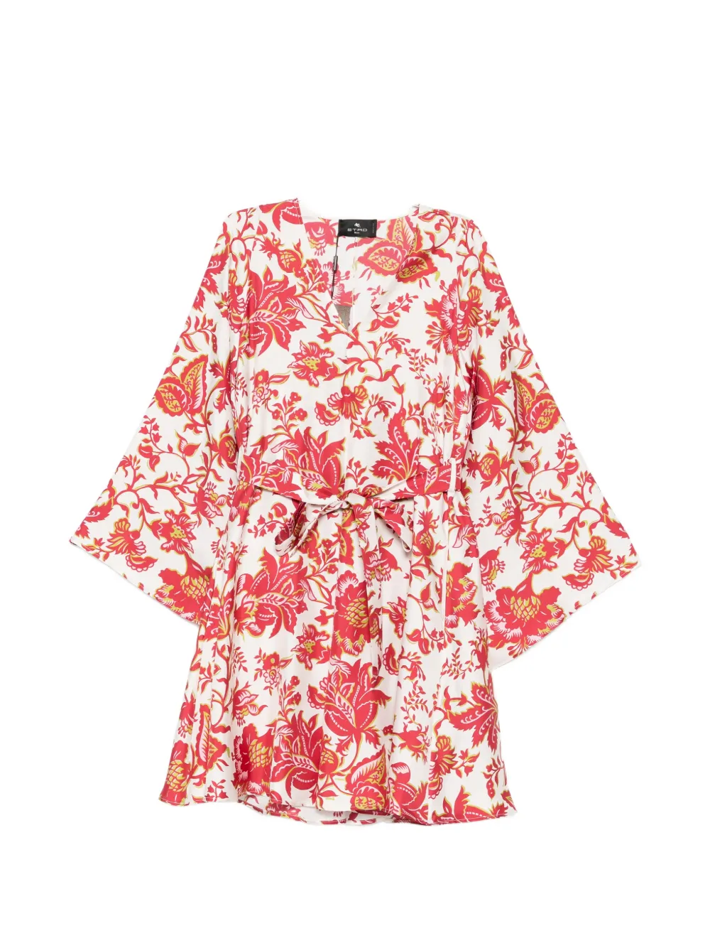 ETRO floral-print tie-waist mini dress - Bianco