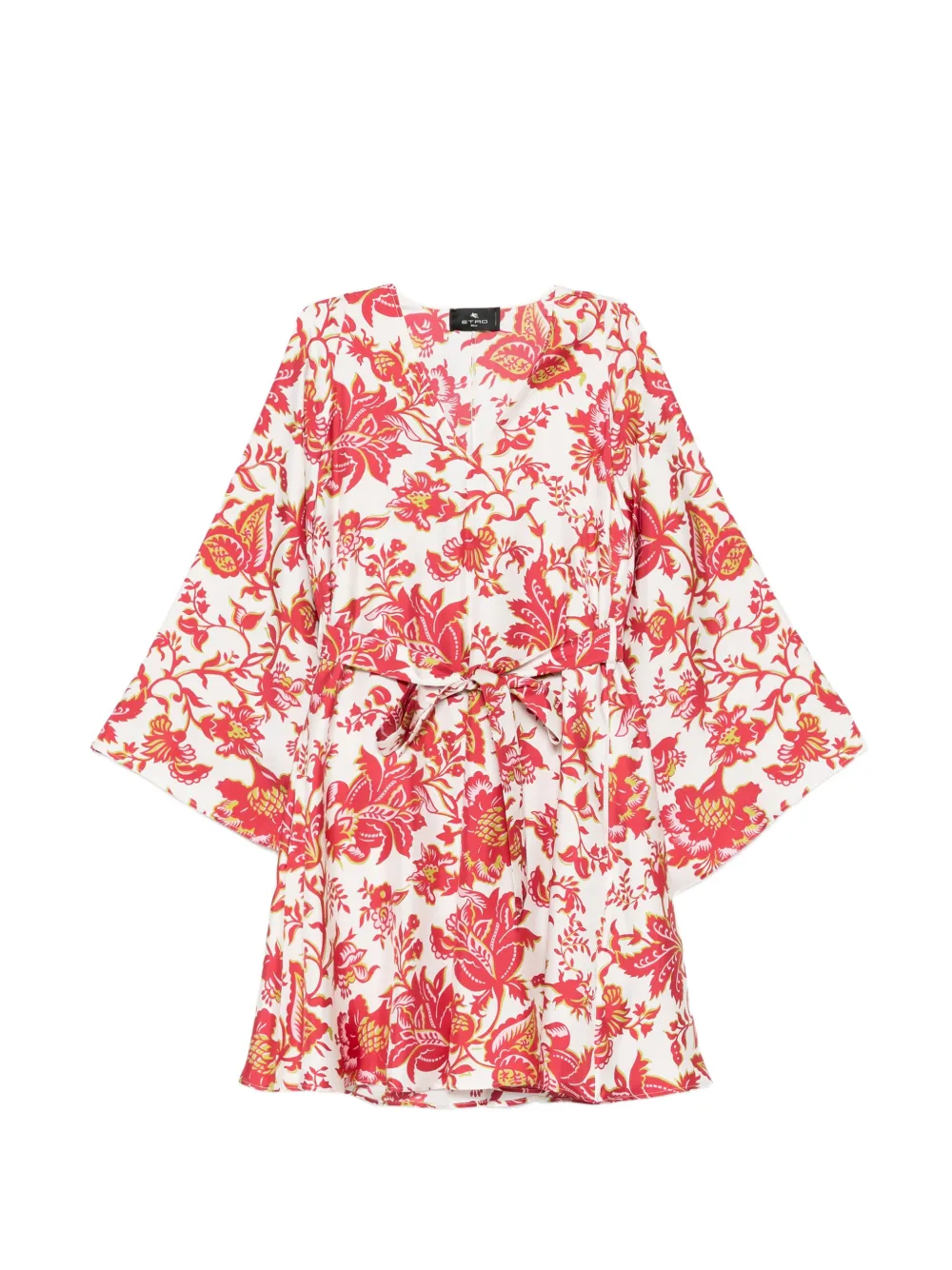 ETRO floral-print tie-waist mini dress - Bianco