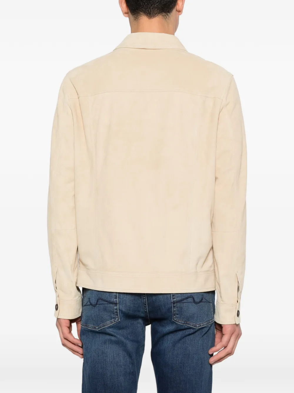Eleventy Leren shirtjack Beige