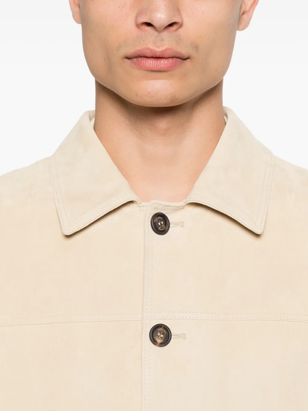 Eleventy Leren shirtjack Beige