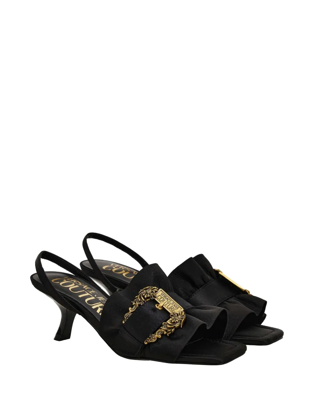 Versace Jeans Couture Fondo Fiona sandalen met ruches Zwart