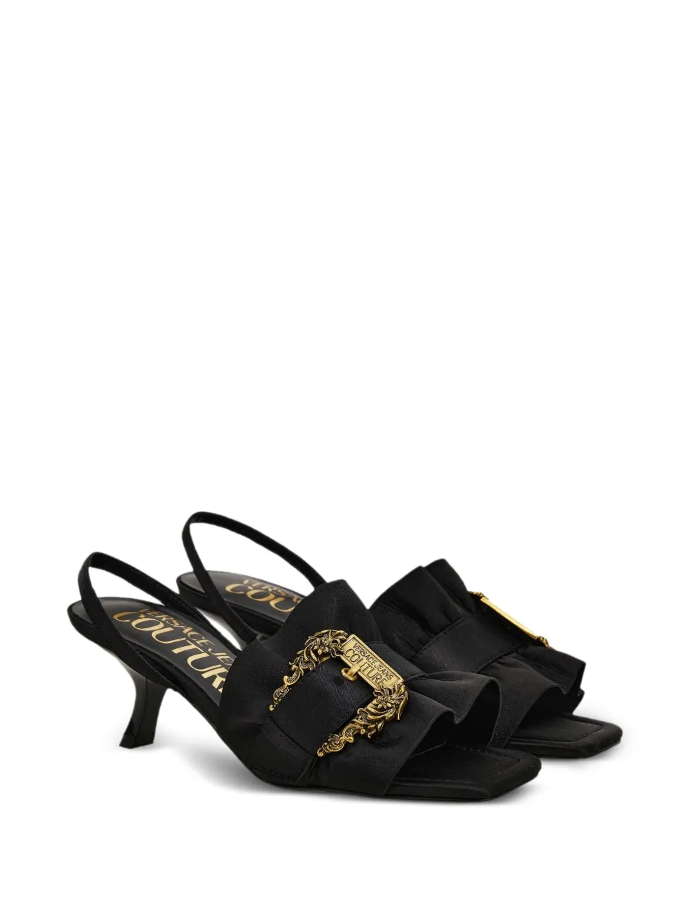 Versace Jeans Couture Fondo Fiona sandalen met ruches Zwart