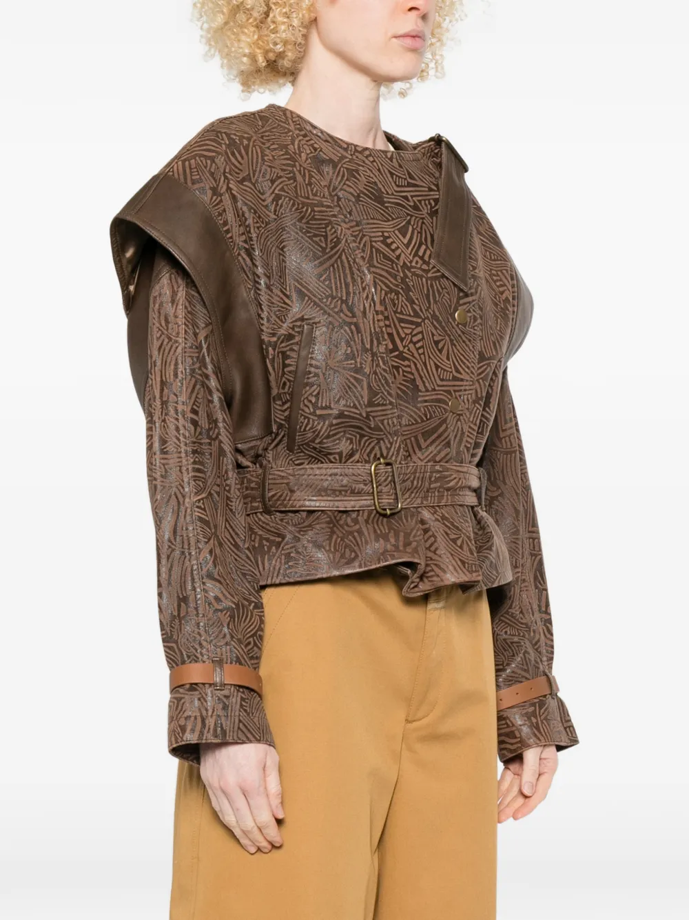  Isabel Marant Erine Patterned Belted Jacket - Brown 