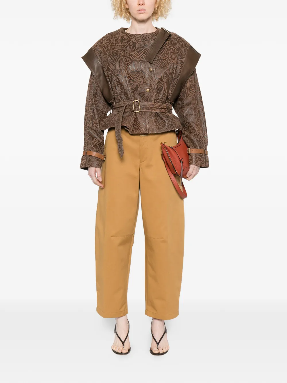  Isabel Marant Erine Patterned Belted Jacket - Brown 