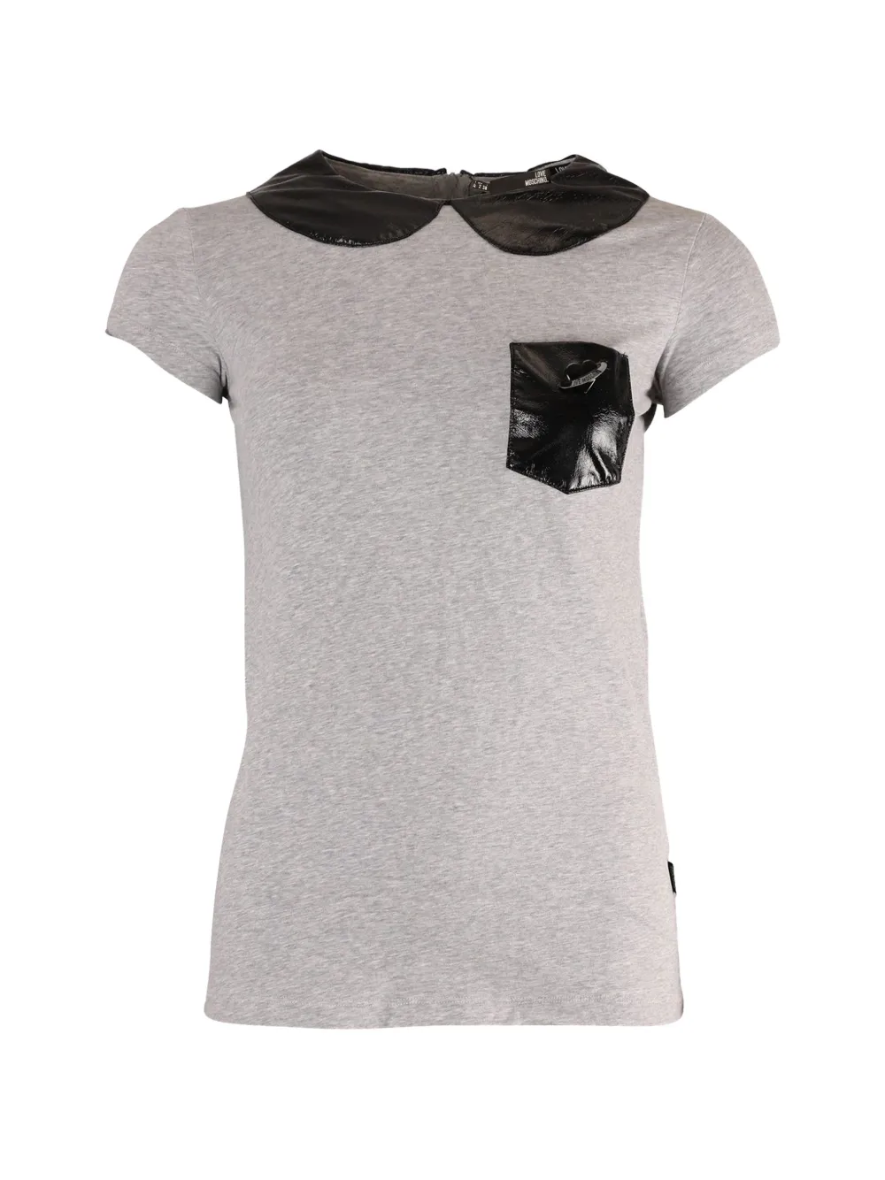 Love Moschino Peter Pan collar pocket T-shirt - Grigio