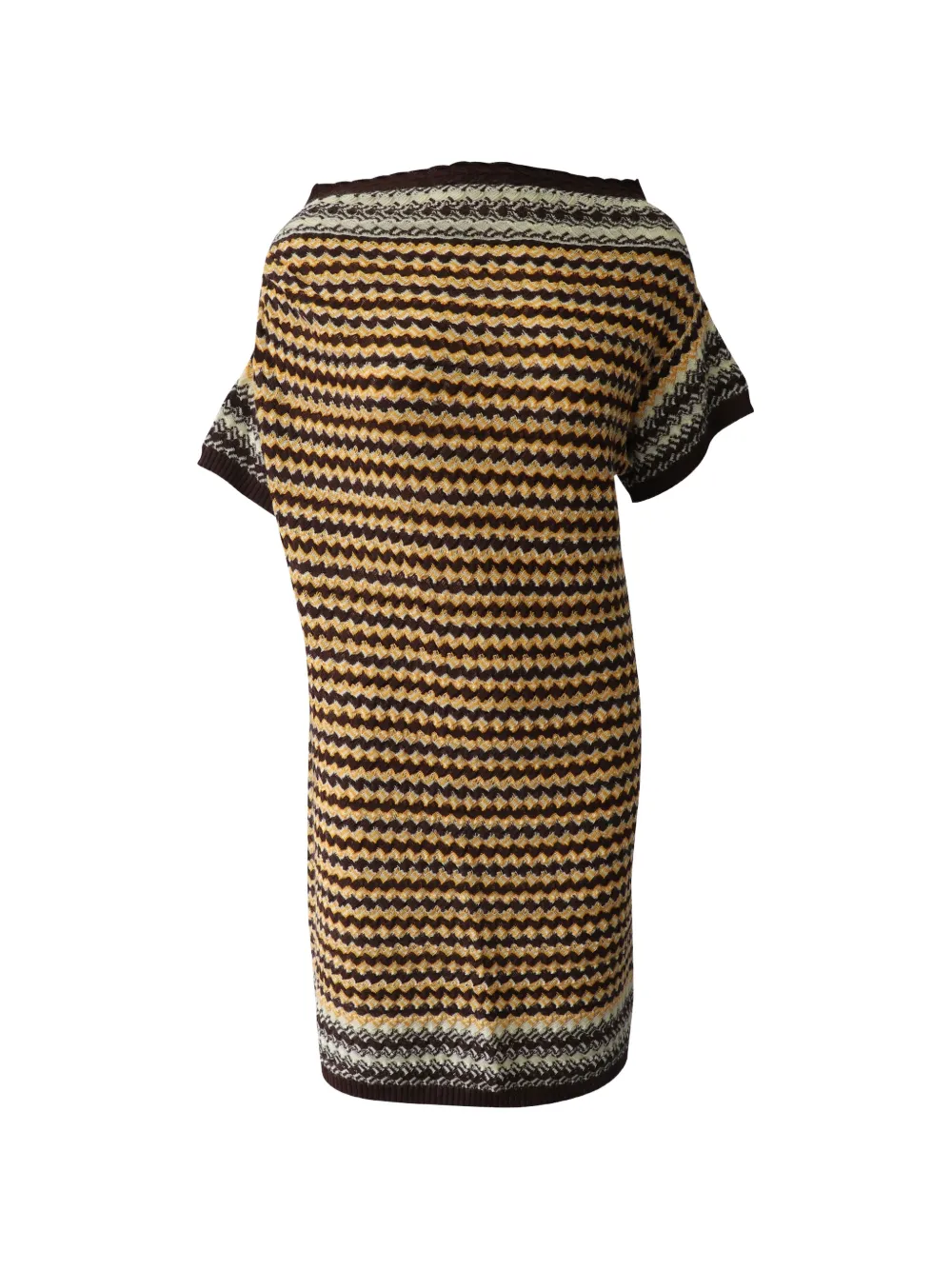 Missoni Pre-Owned patterned knit off shoulder dress - Marrone