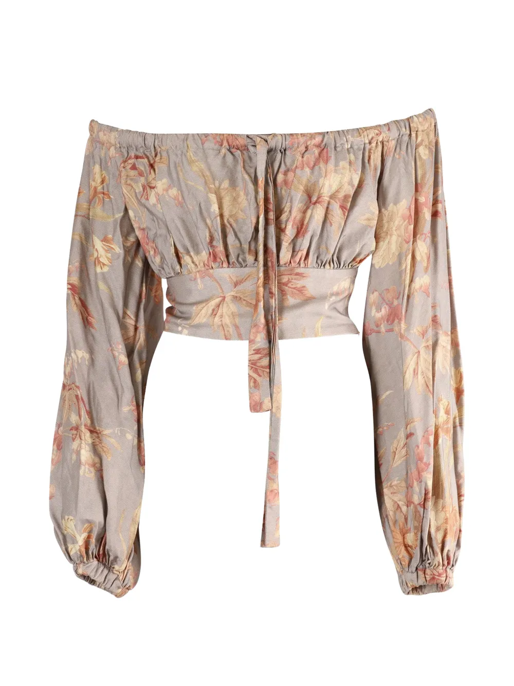 ZIMMERMANN Unbridled Maiden floral-print off-the-shoulder top - Grigio