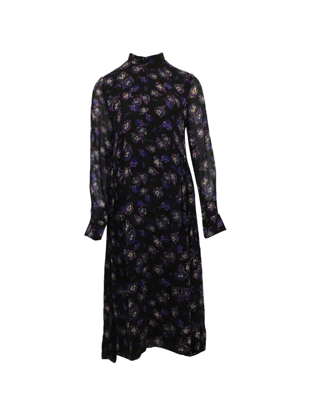 GANNI Georgette floral-print midi dress - Nero