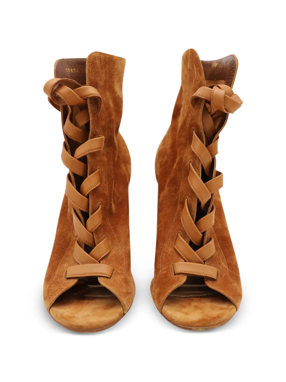 Brooklyn peep-toe lace-up ankle boots