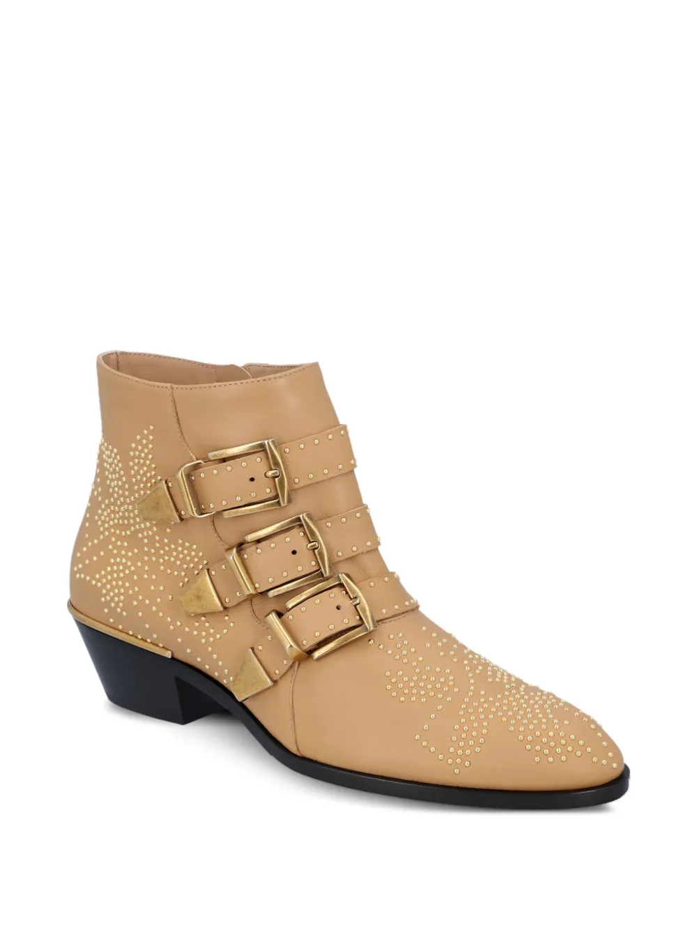  Chloé Pre-owned Susanna Buckle Studded Boots - Neutrals 