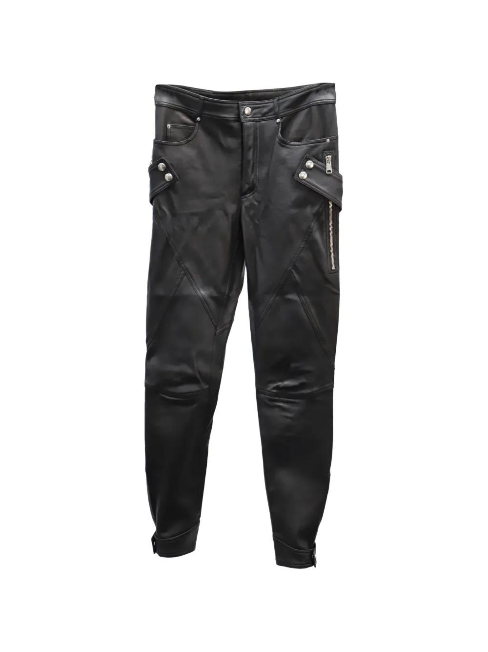 Pre-owned Alexander Mcqueen Leather Trousers In Black