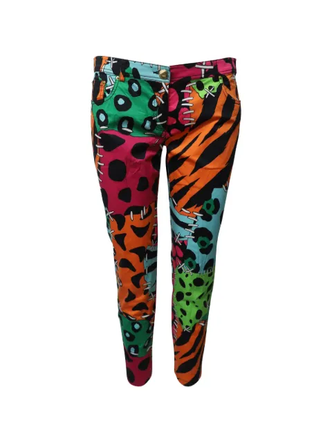 Moschino Pre-Owned Illustrated Patchwork-print trousers