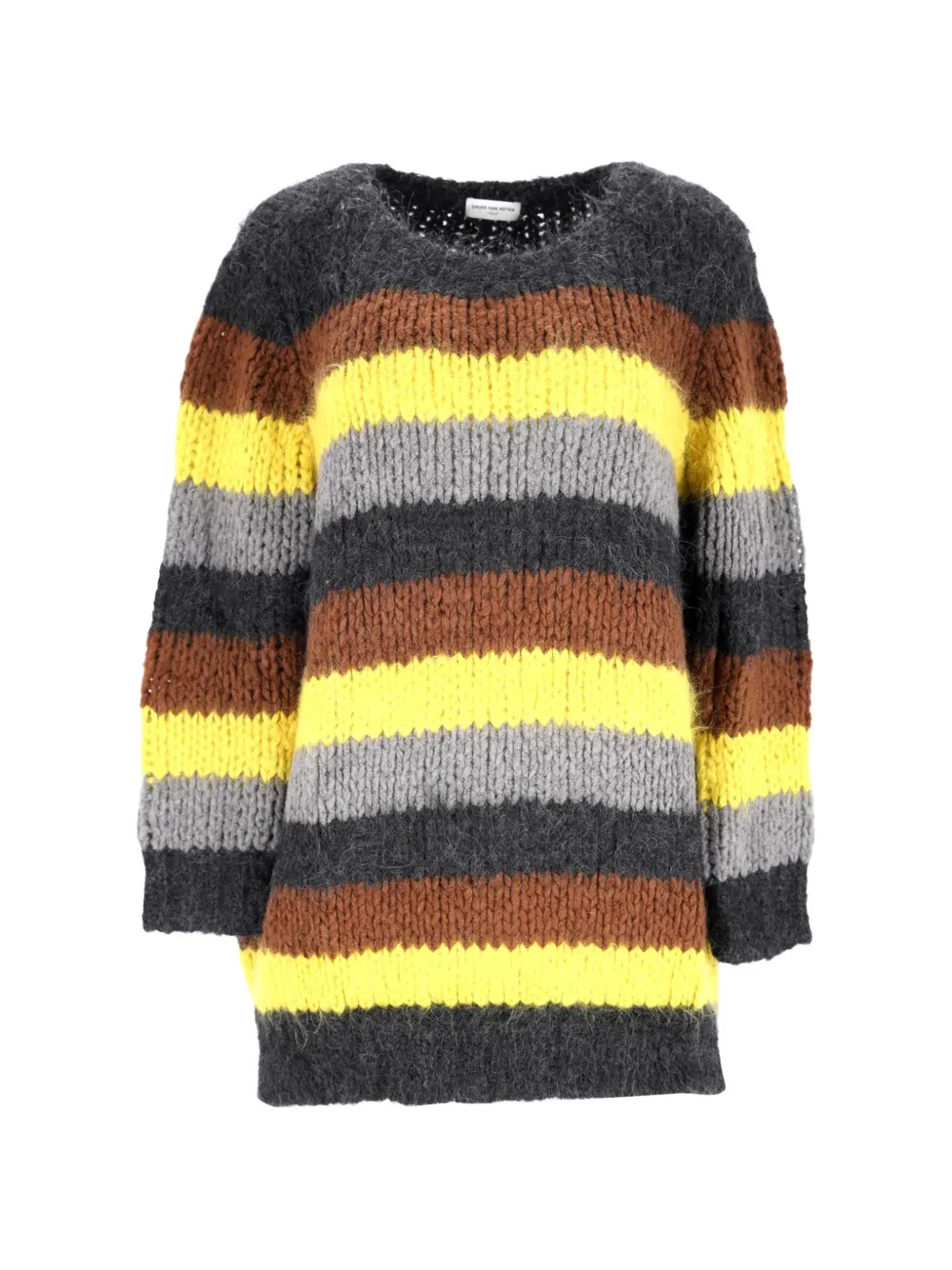 Dries Van Noten Pre-Owned stripe-pattern knitted sweater - Nero