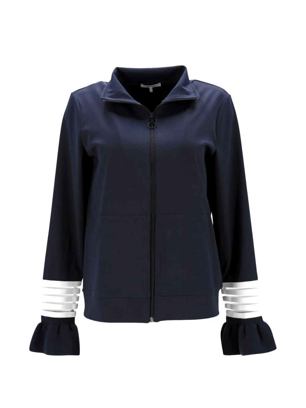 Pre-owned Ganni Presbourg Zip-up Bell-shaped Jacket In Blue