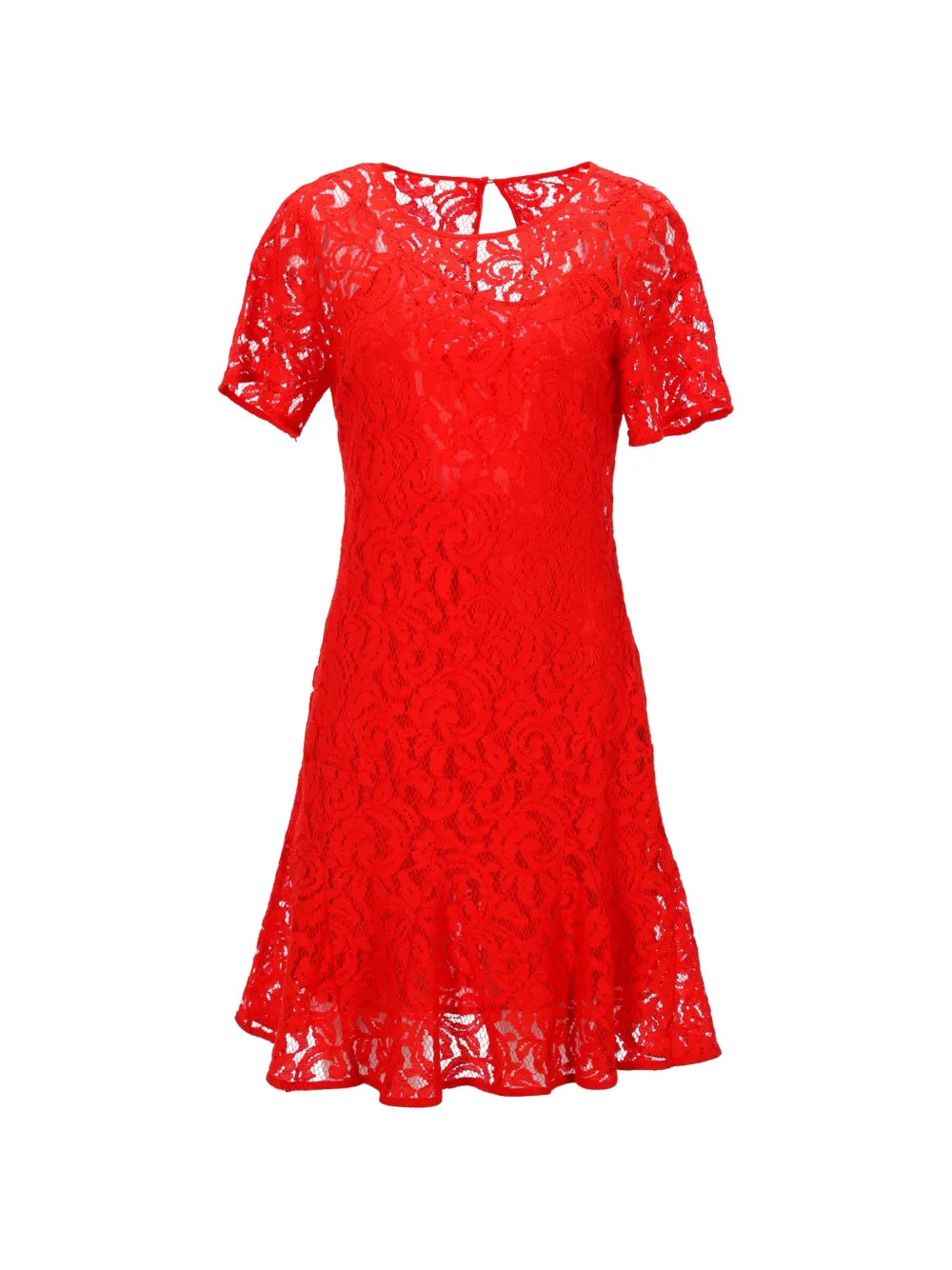 Michael Kors Vintage short-sleeve lace dress - Red