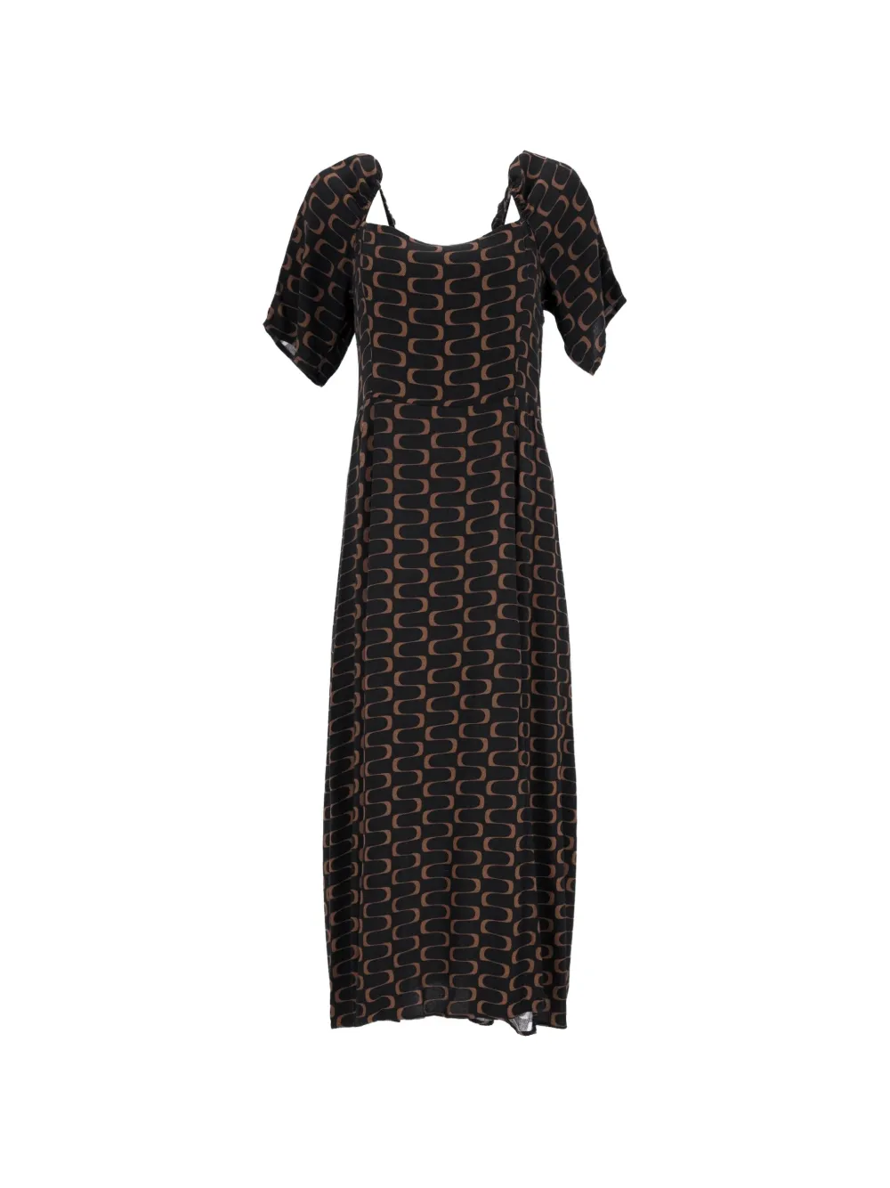 Reformation midi printed shirred dress - Nero