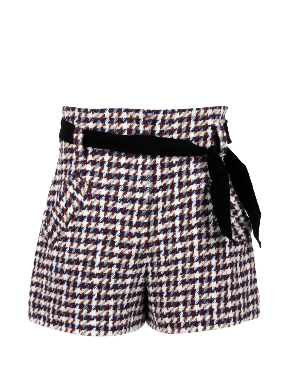 Maje tartan-check belted shorts - Bianco