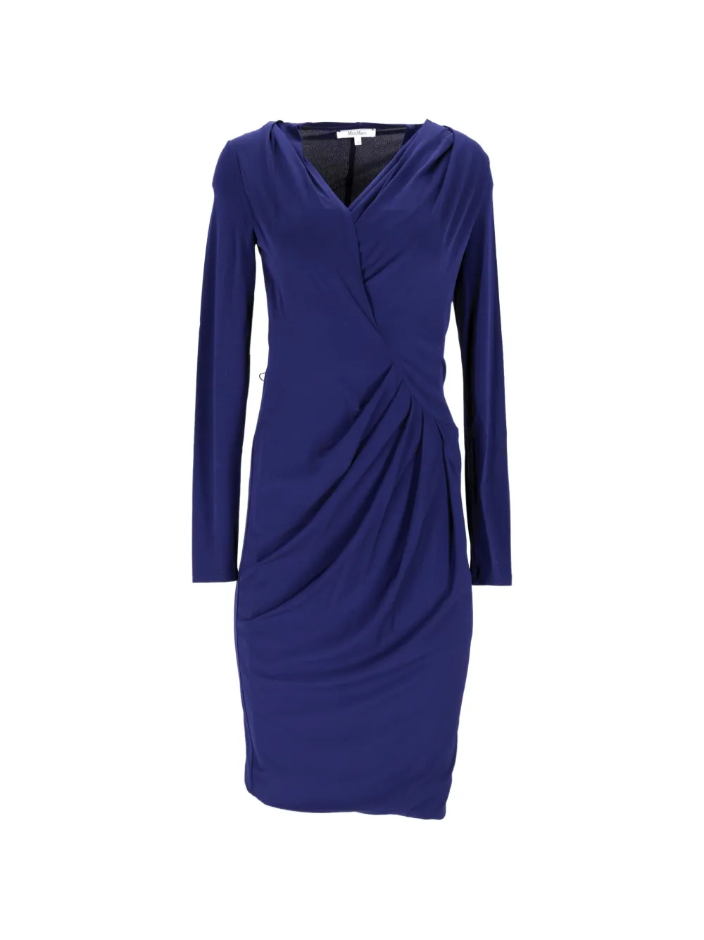 Max Mara draped long-sleeves midi dress - Blu
