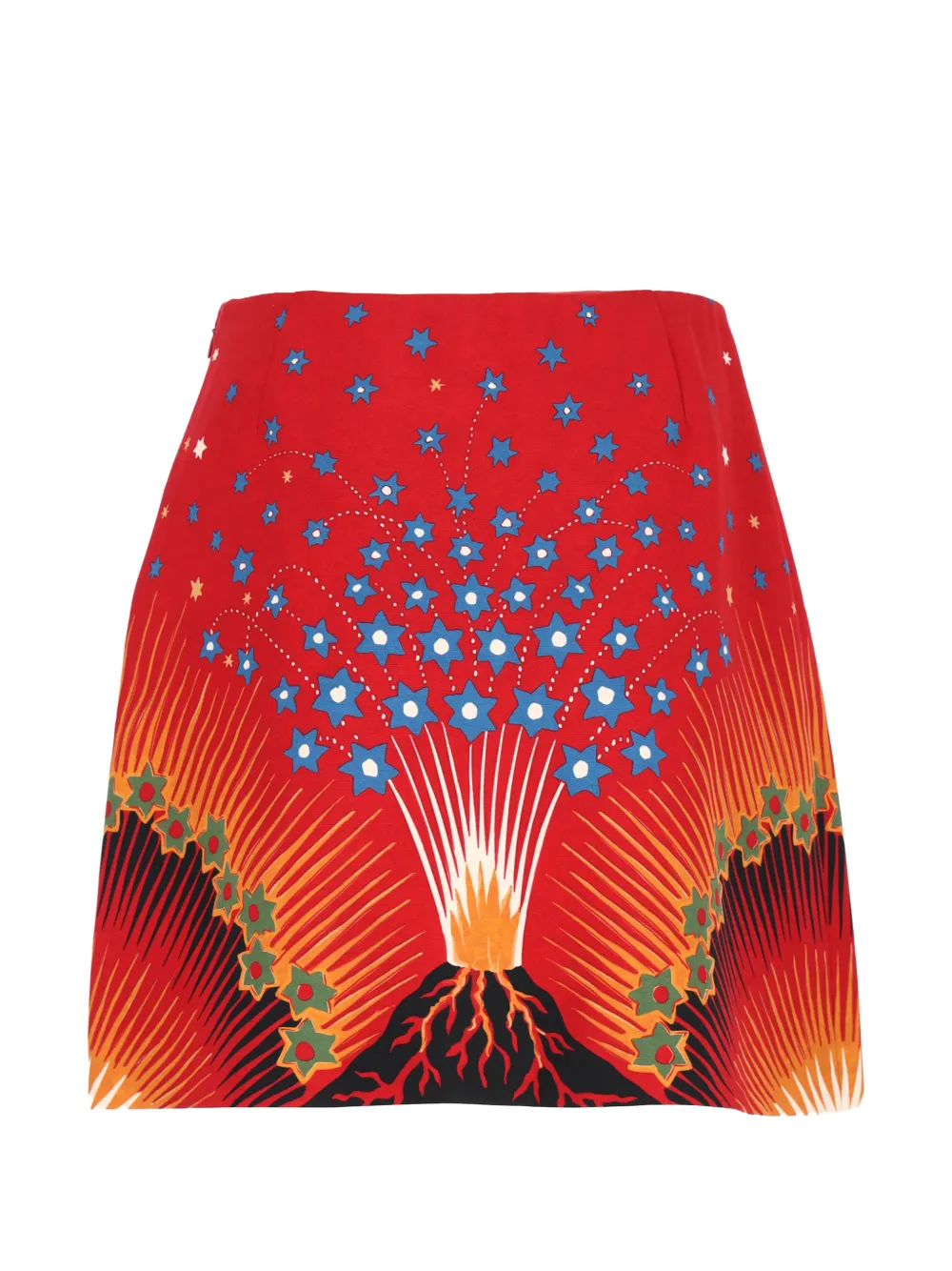 Volcano-Print A-Line Mini Skirt