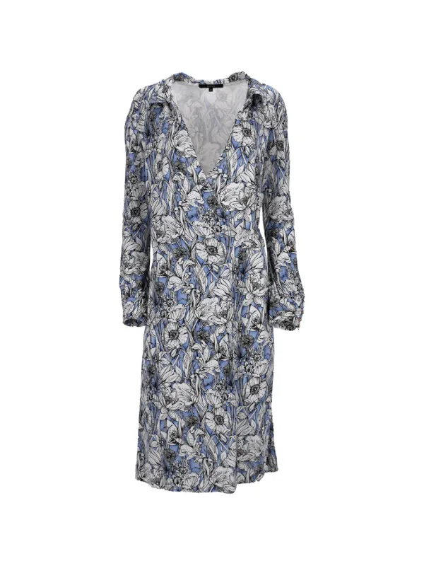 gucci blue floral dress Gucci White and Blue Floral Print Silk Dress at 1stDibs