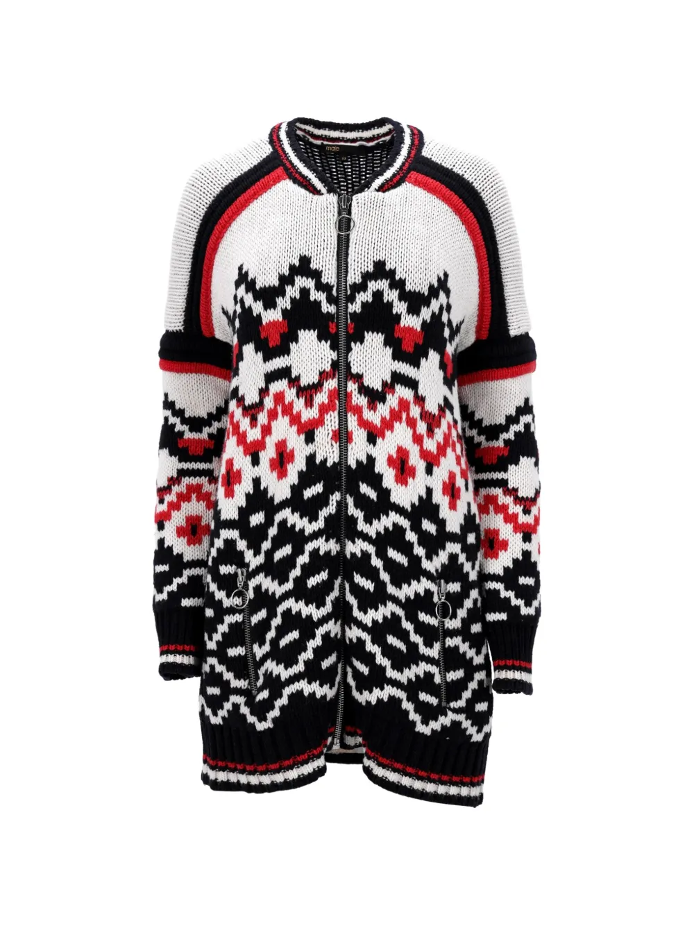 Maje Fair Isle zip-front cardigan - Bianco