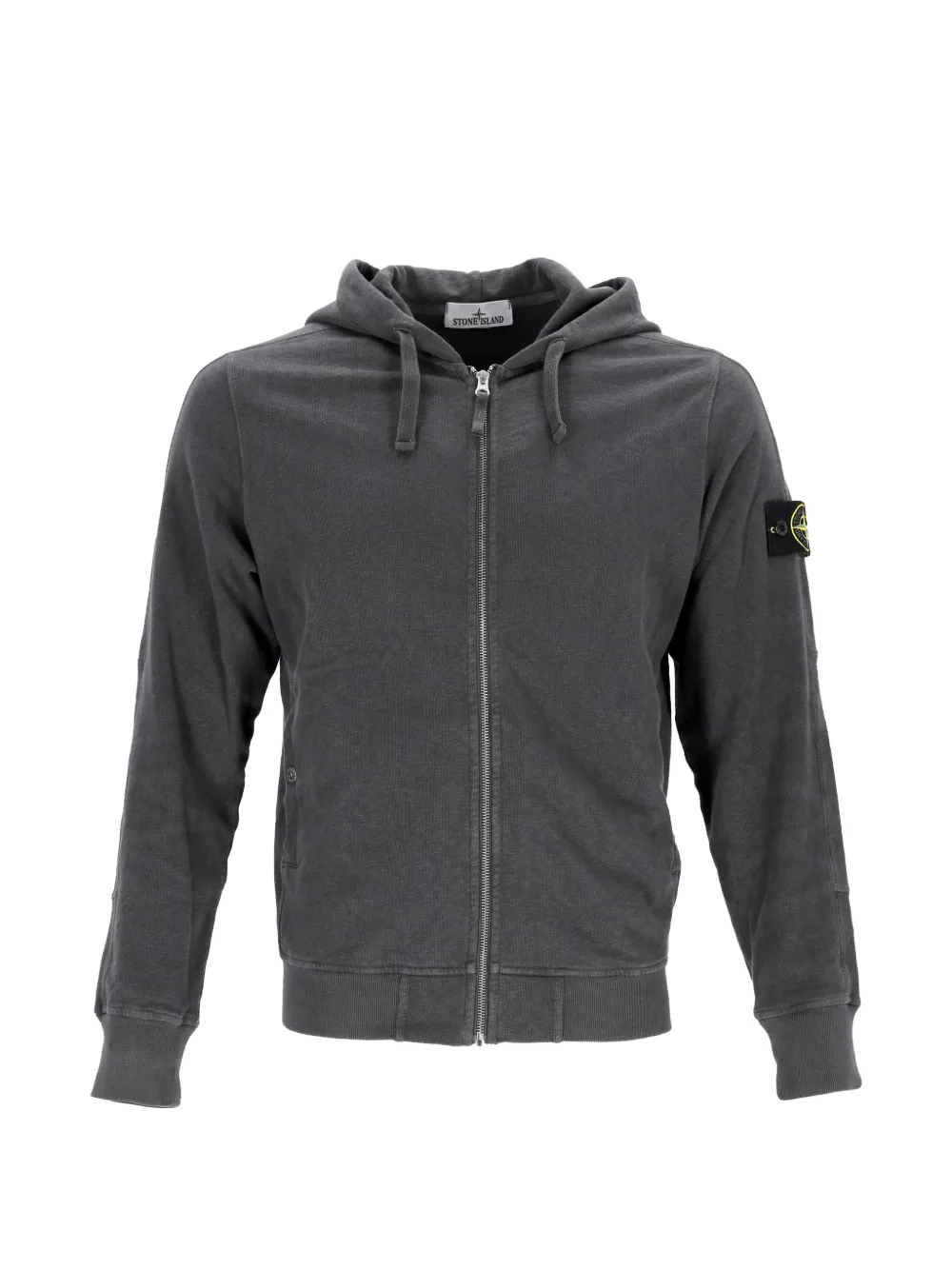 Stone Island patch zipped hoodie - Grigio