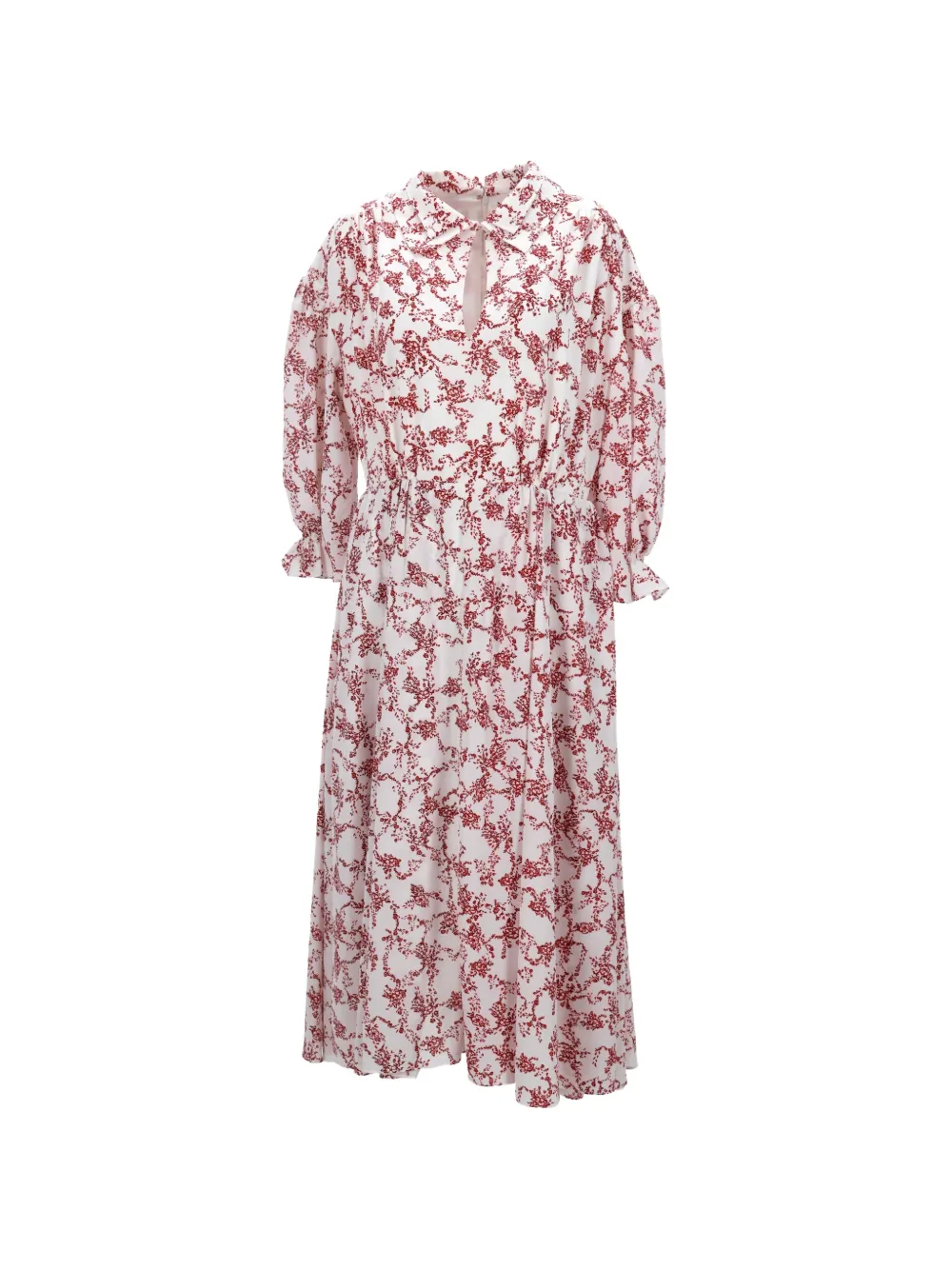 Emilia Wickstead Midikleid mit Blumen-Print - Weiß