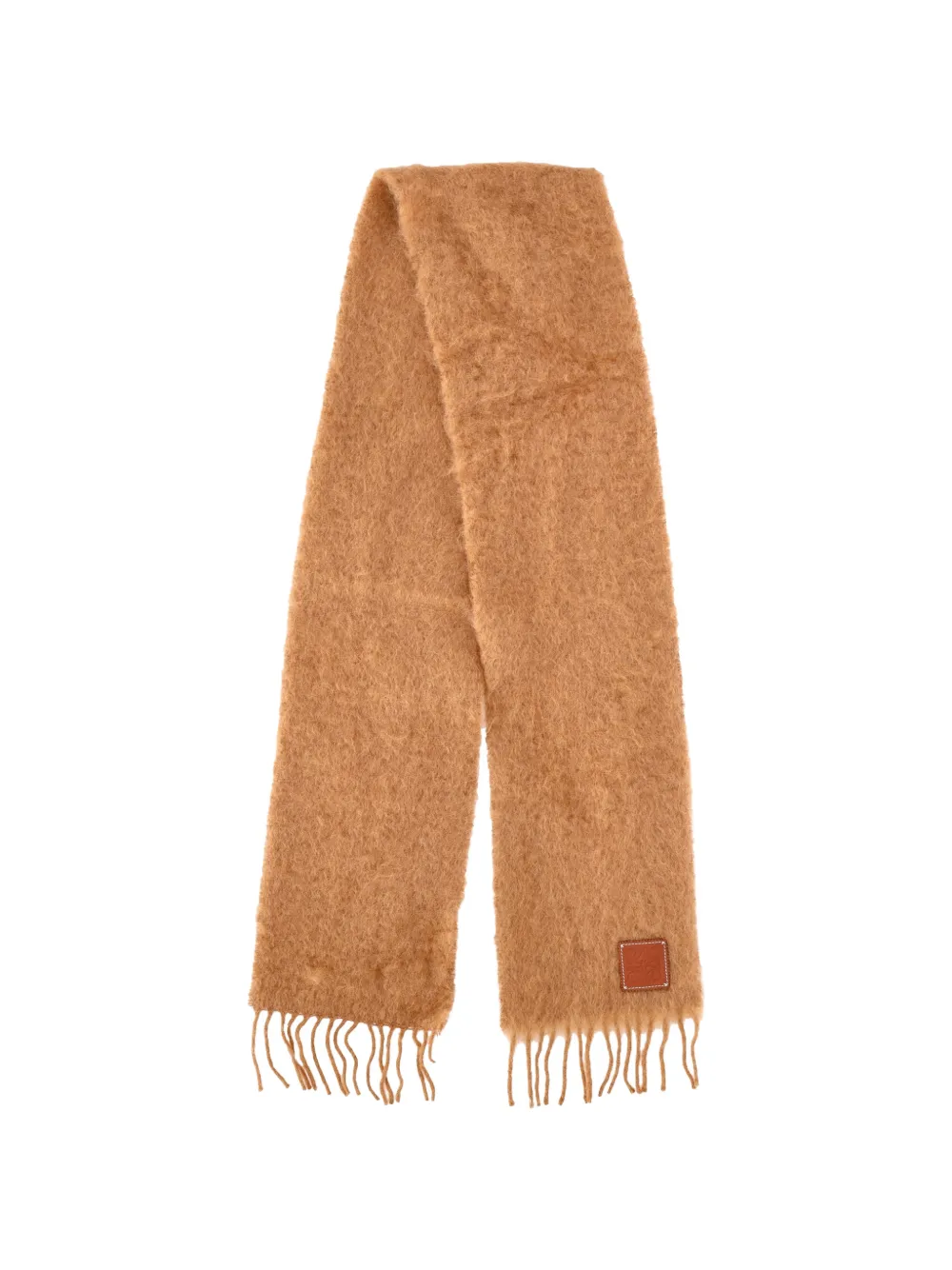 Loewe Pre-Owned fringed logo-appliquéd scarf - Marrone