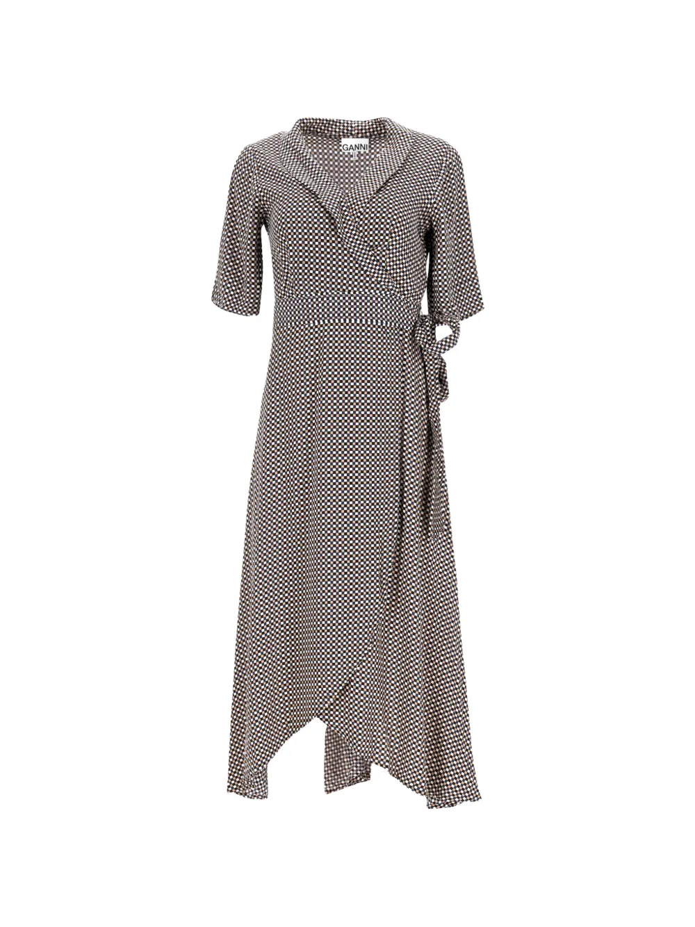 GANNI printed wrap midi dress - Toni neutri