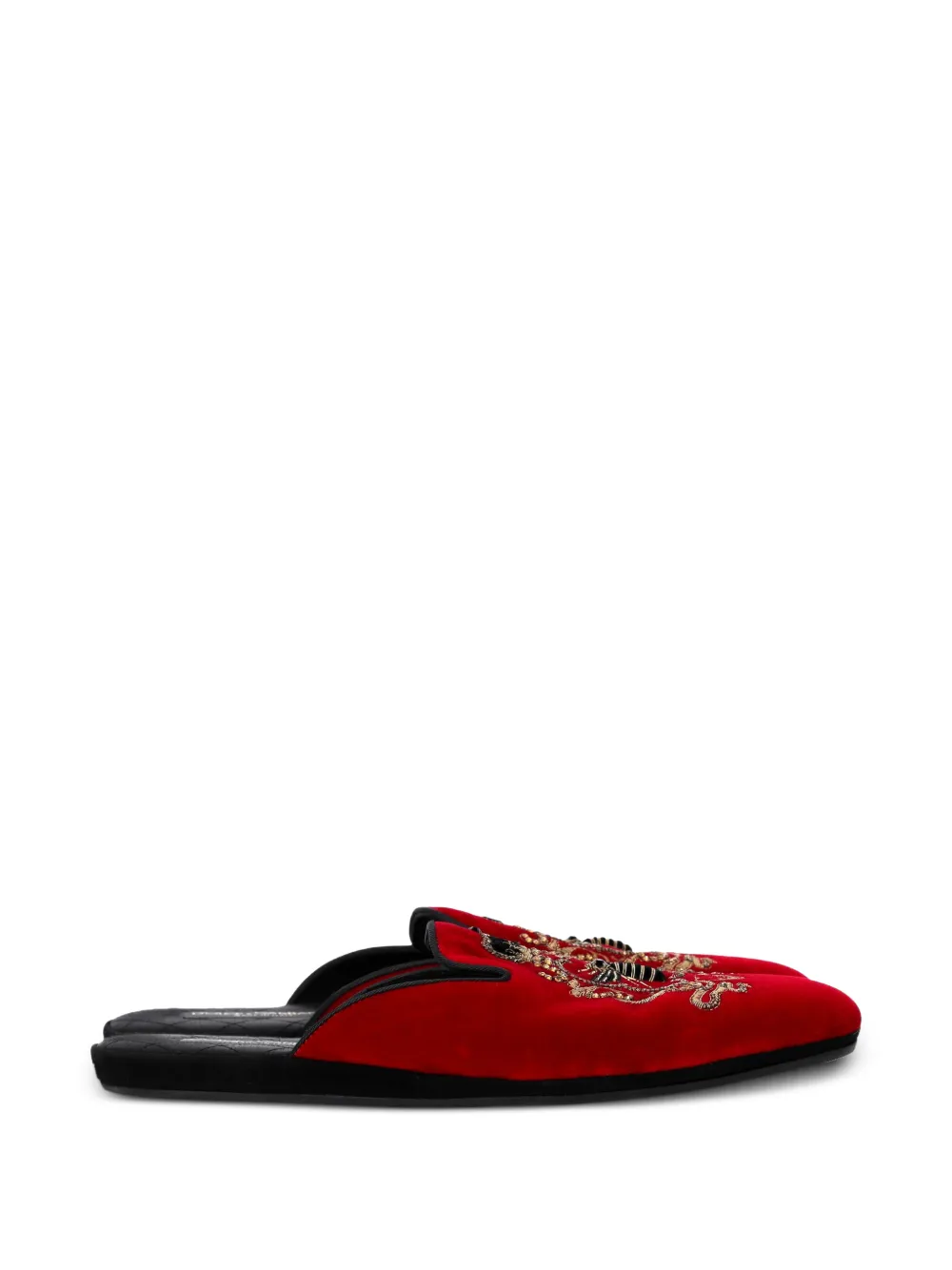 Dolce & Gabbana Pre-Owned embroidered velvet mules - Rot