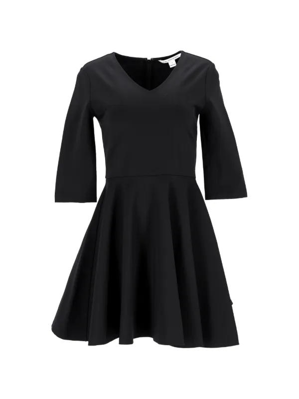 Diane Von Furstenberg Vintage V-neck Flared Mini Dress | Black