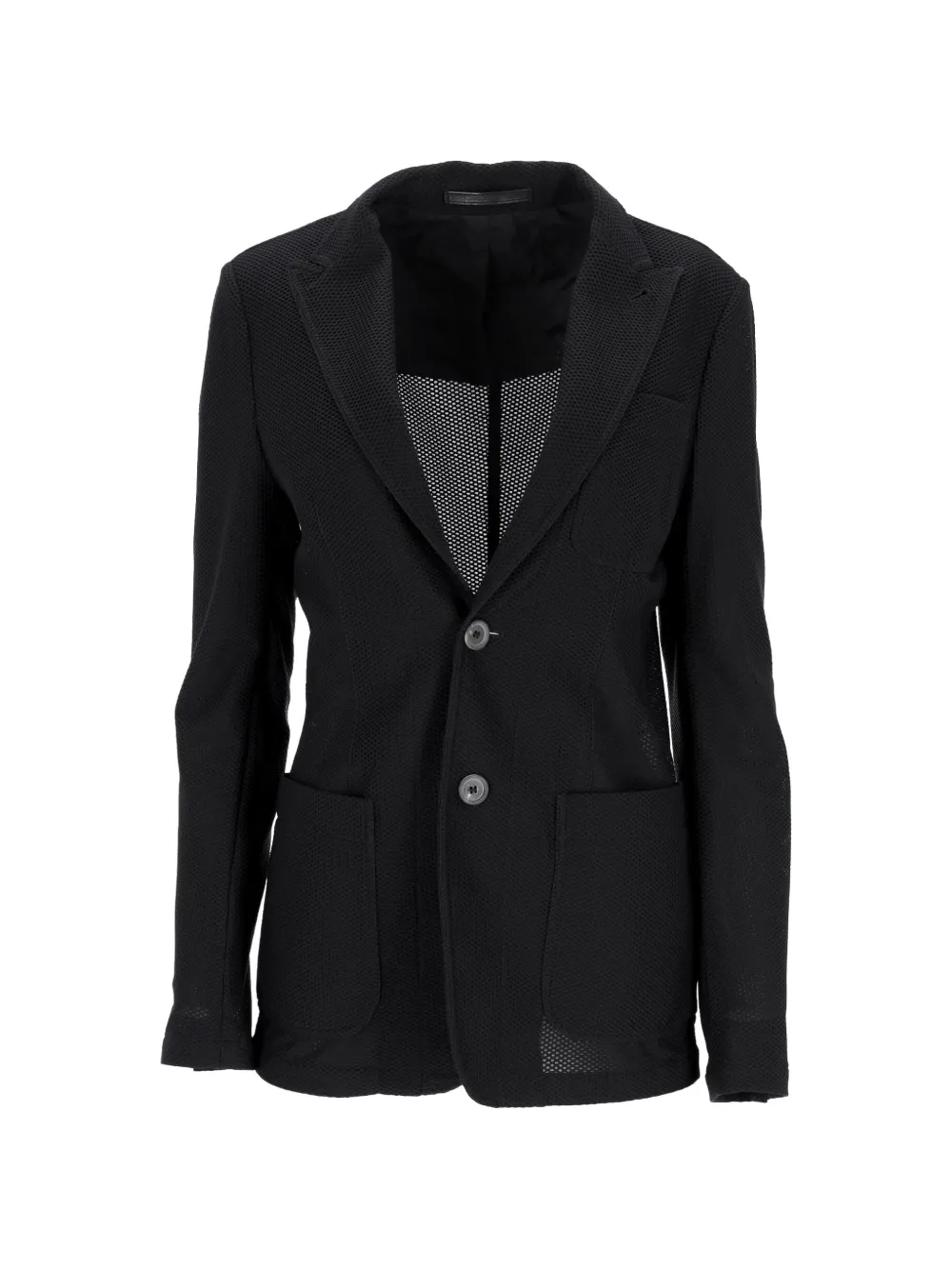 Giorgio Armani Pre-Owned mesh back peak lapels blazer - Nero