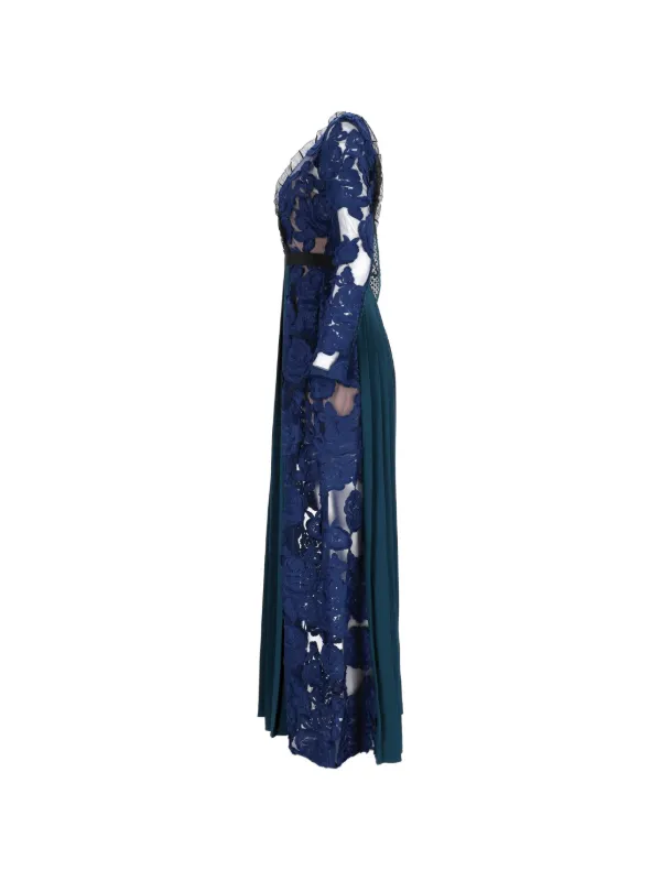 self portrait heart lace maxi dress Brown Satin Lace Maxi Dress  self-portrait-EU
