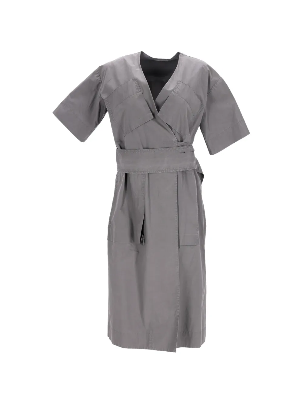 Celine Pre-Owned belted V-neck midi dress - Grigio
