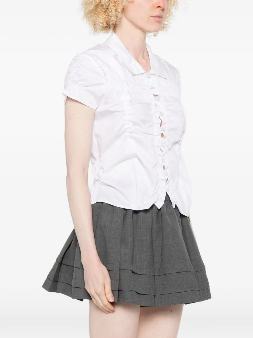  Low Classic Button-down Gathered Shirt - White 