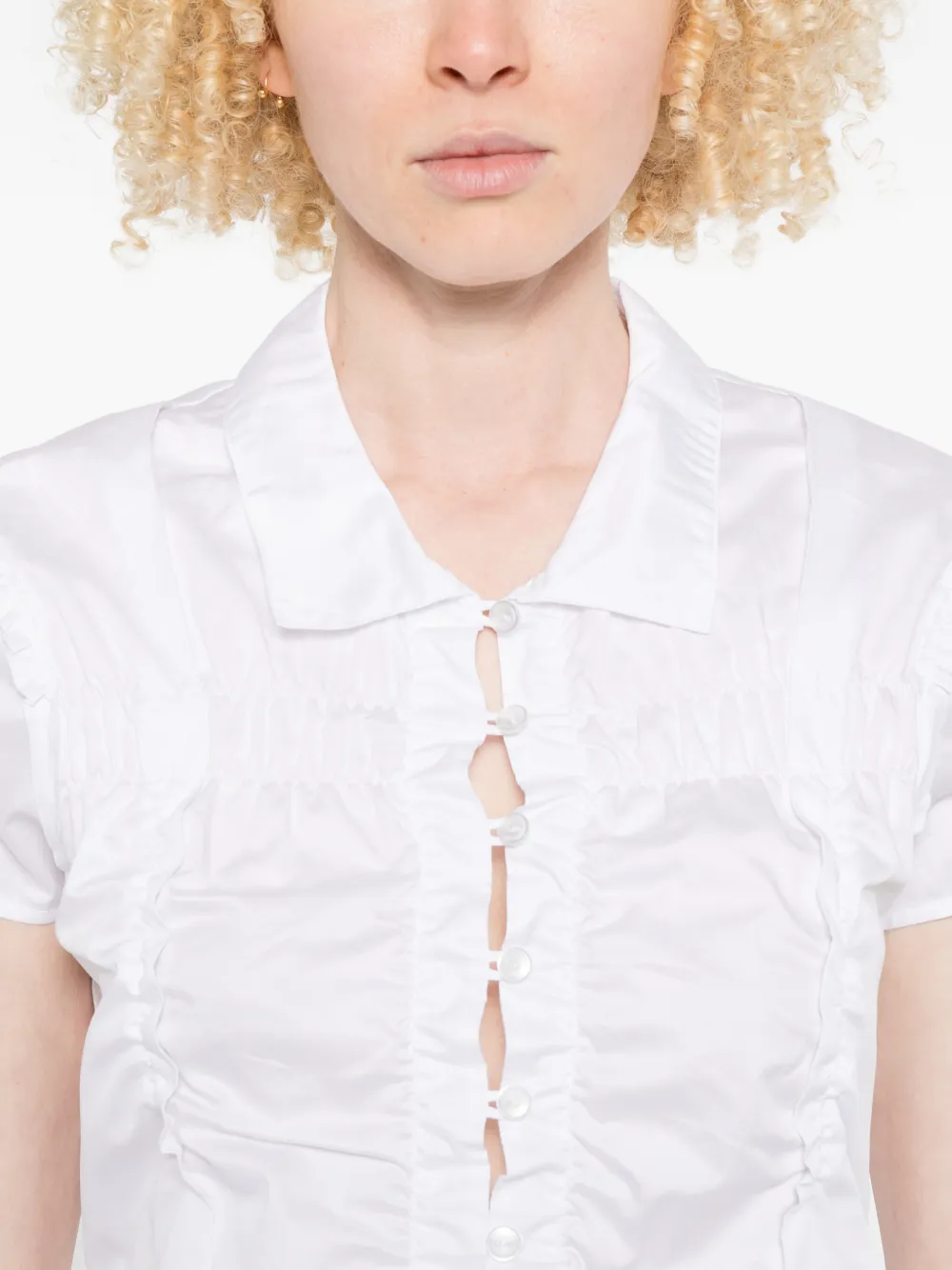 Low Classic Button-down gesmockte blouse Wit
