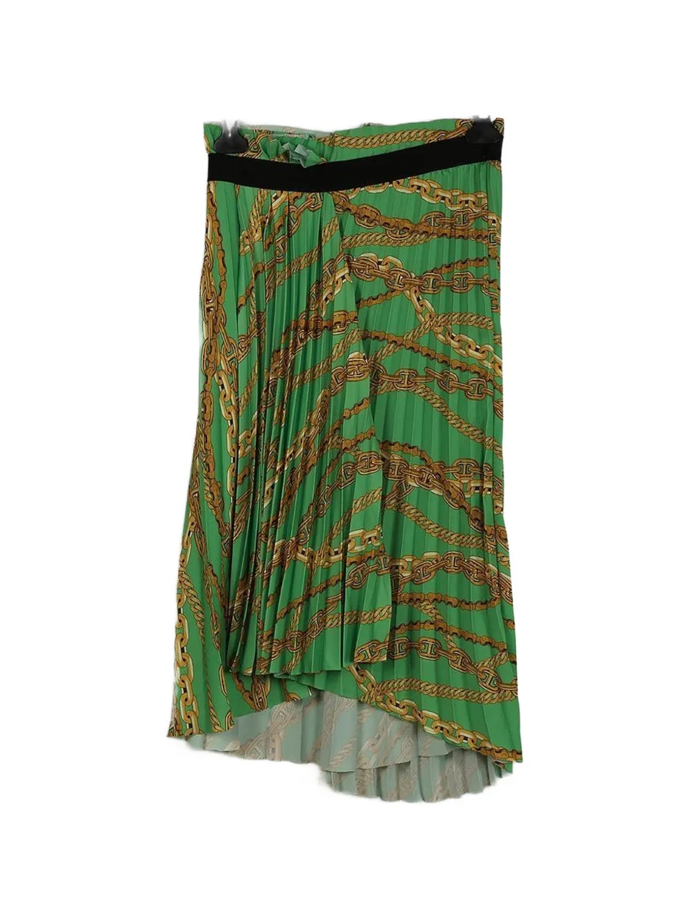 Balenciaga Pre-Owned pleated chains-print midi skirt - Verde