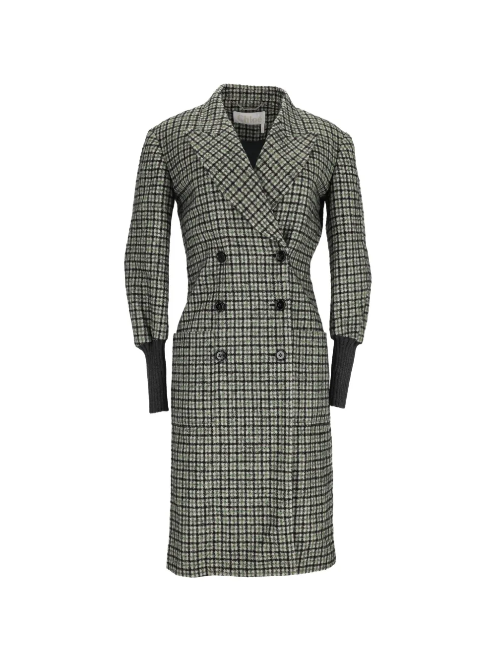 Chloé Pre-Owned double-breasted check coat - Grün