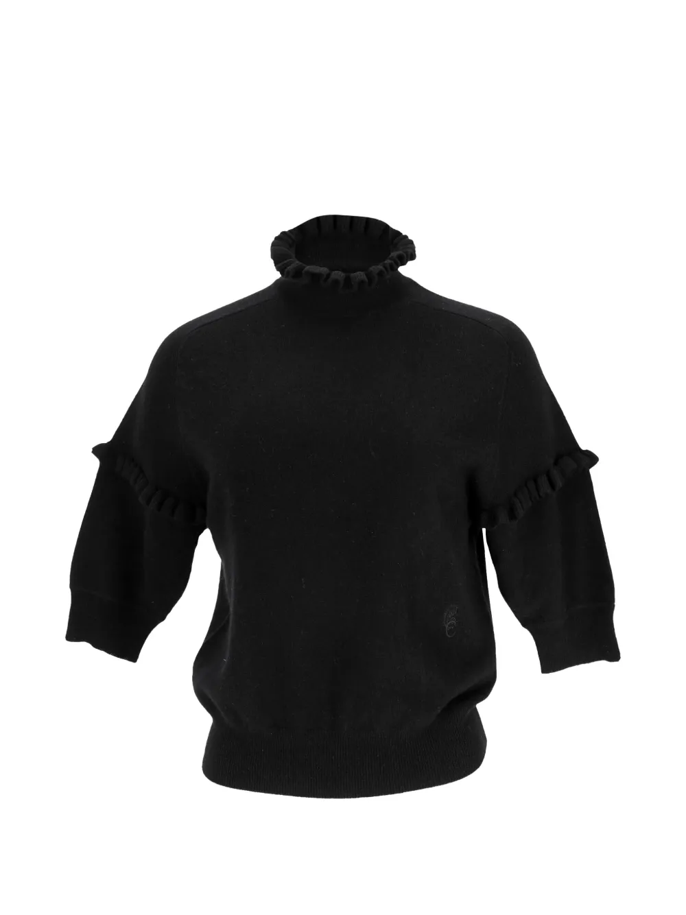Chloé Pre-Owned ruffled half-sleeve sweater - Nero