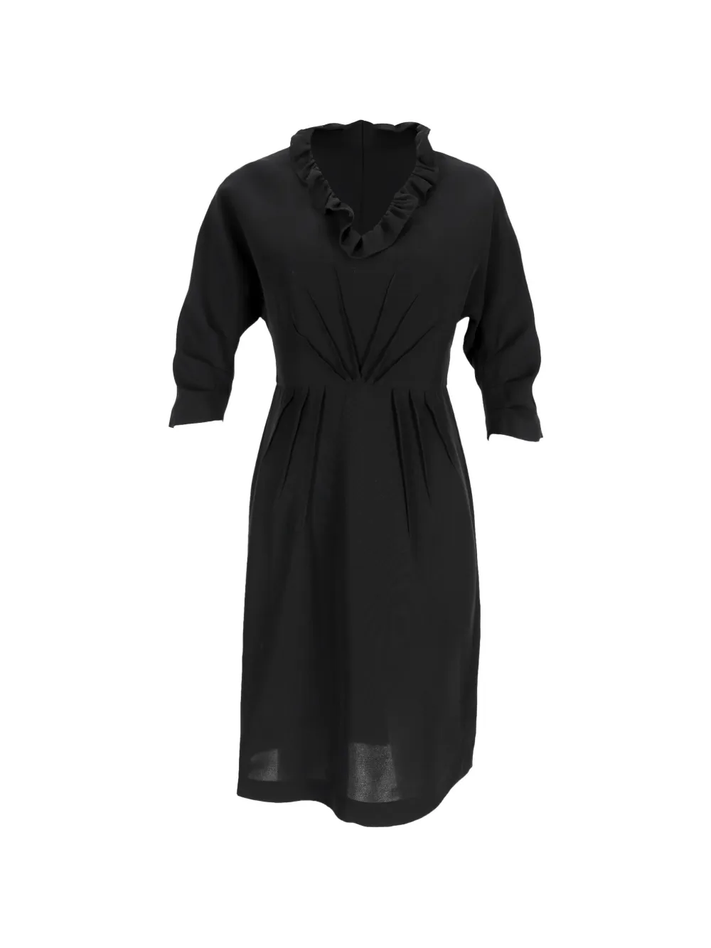 Prada Pre-Owned ruffled midi dress - Nero