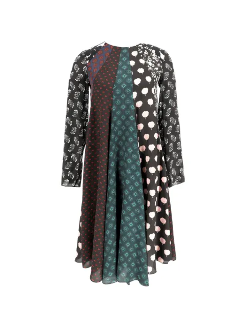 Lanvin Pre-Owned Patchwork long-sleeve midi dress