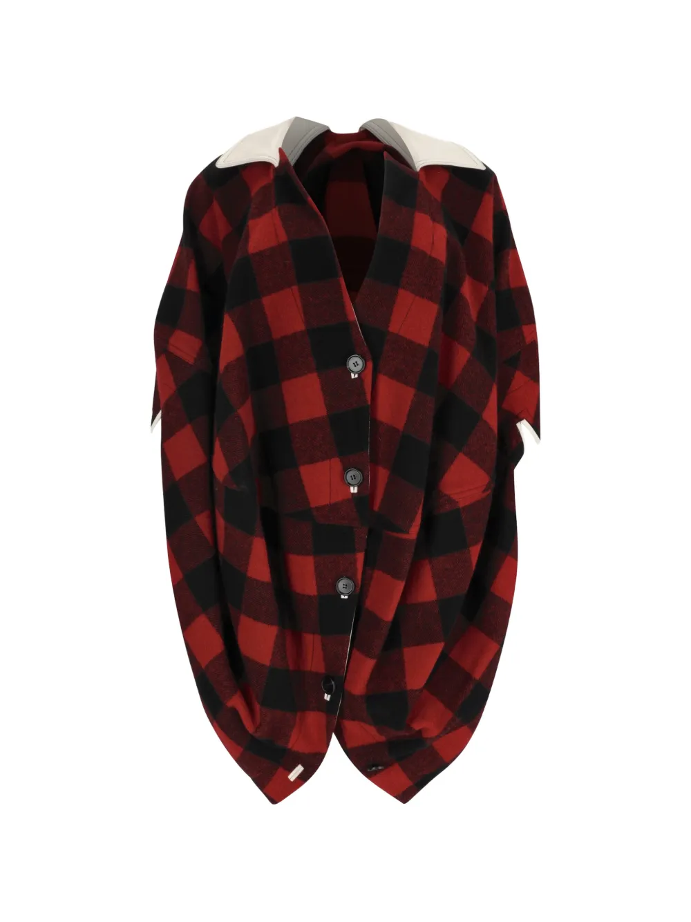 Marni check-print poncho jacket - Rosso