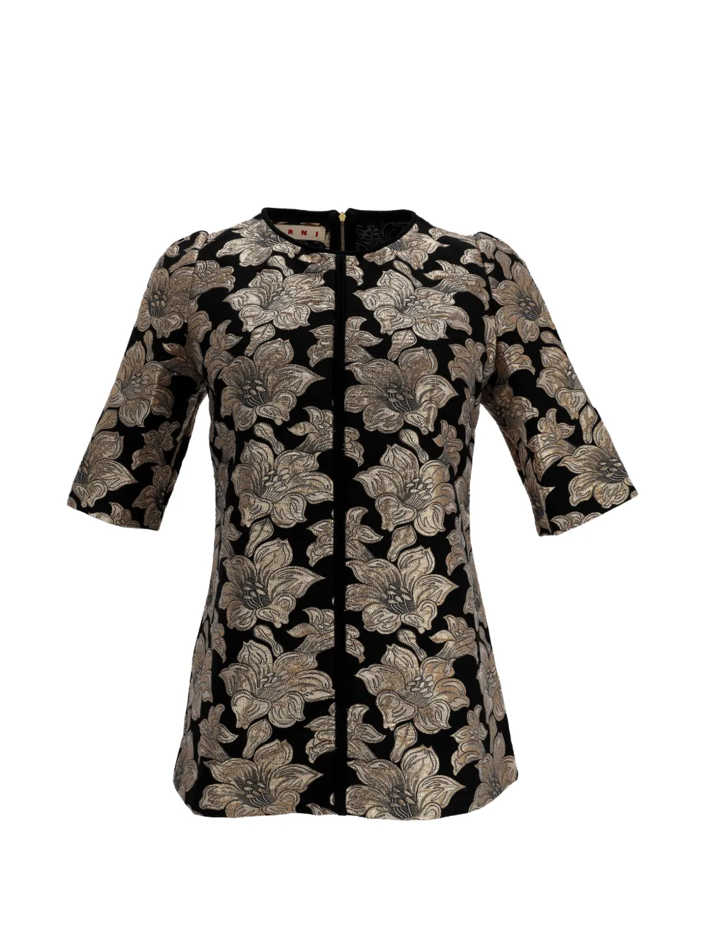 Marni Pre-Owned floral-jacquard short-sleeve top - Oro