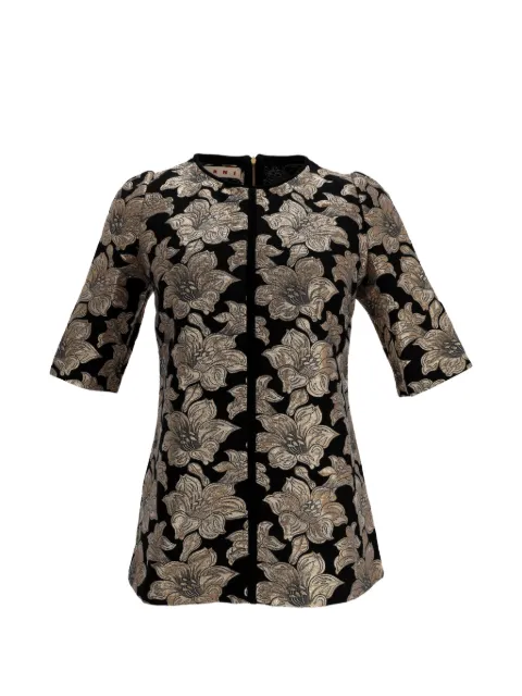 Marni Pre-Owned top manga corta con motivo floral en jacquard