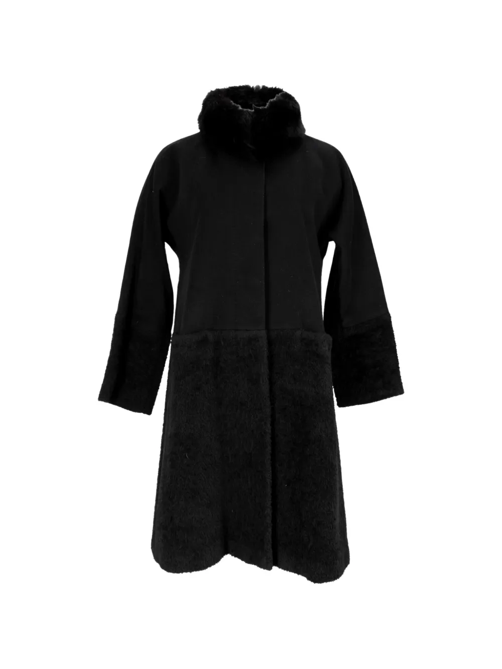 Max Mara hidden-buttoned shearling coat - Nero
