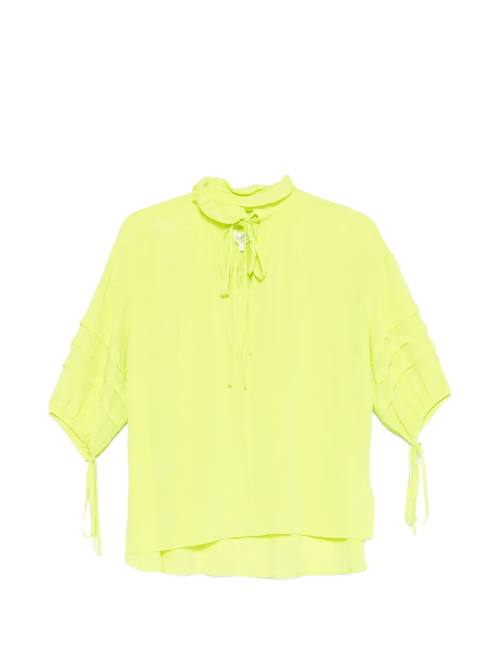 PSOPHIA tie-neck pleated-sleeve blouse - Verde